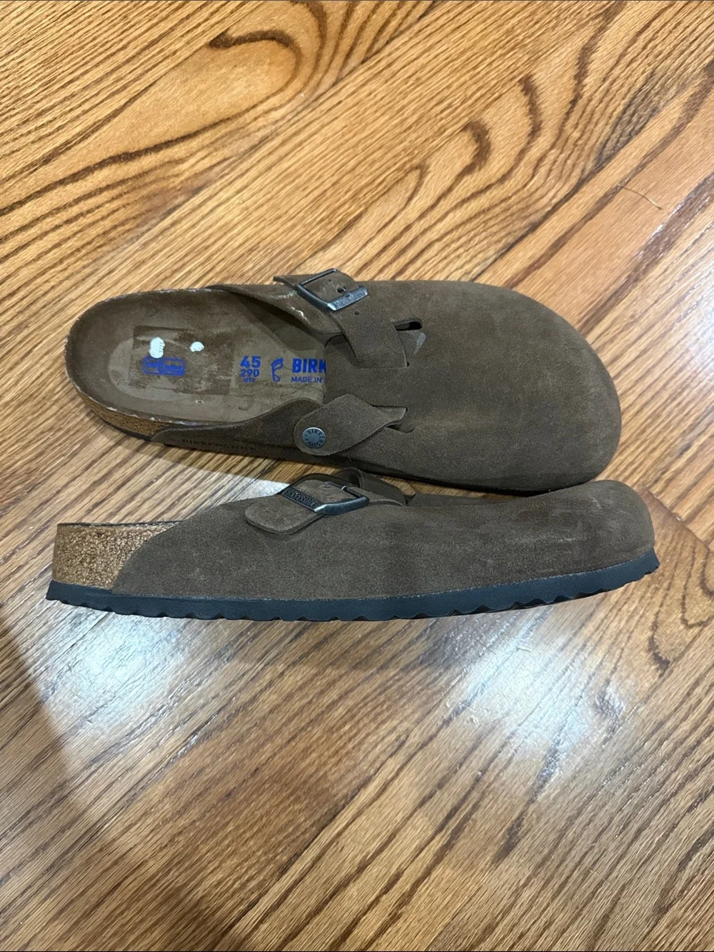 Birkenstock Boston Soft Footbed Suede Leather Clogs Mocha Brown Size EU 45